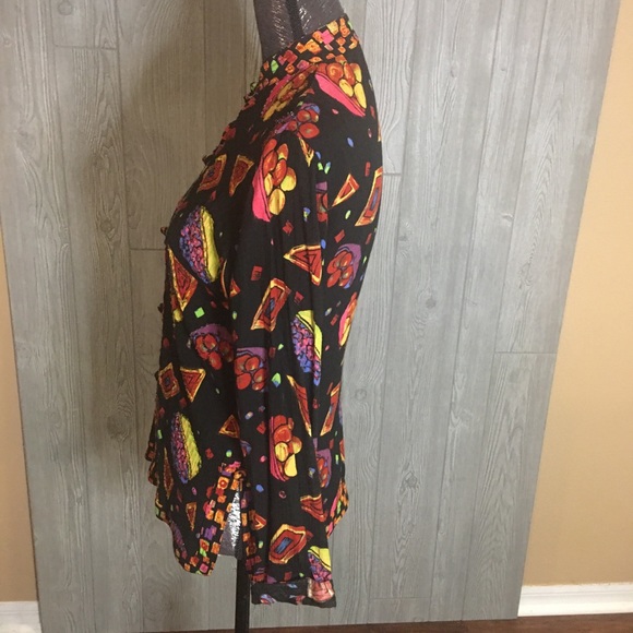 Key Lime Pie Black Printed Blouse Size S - Picture 4 of 6